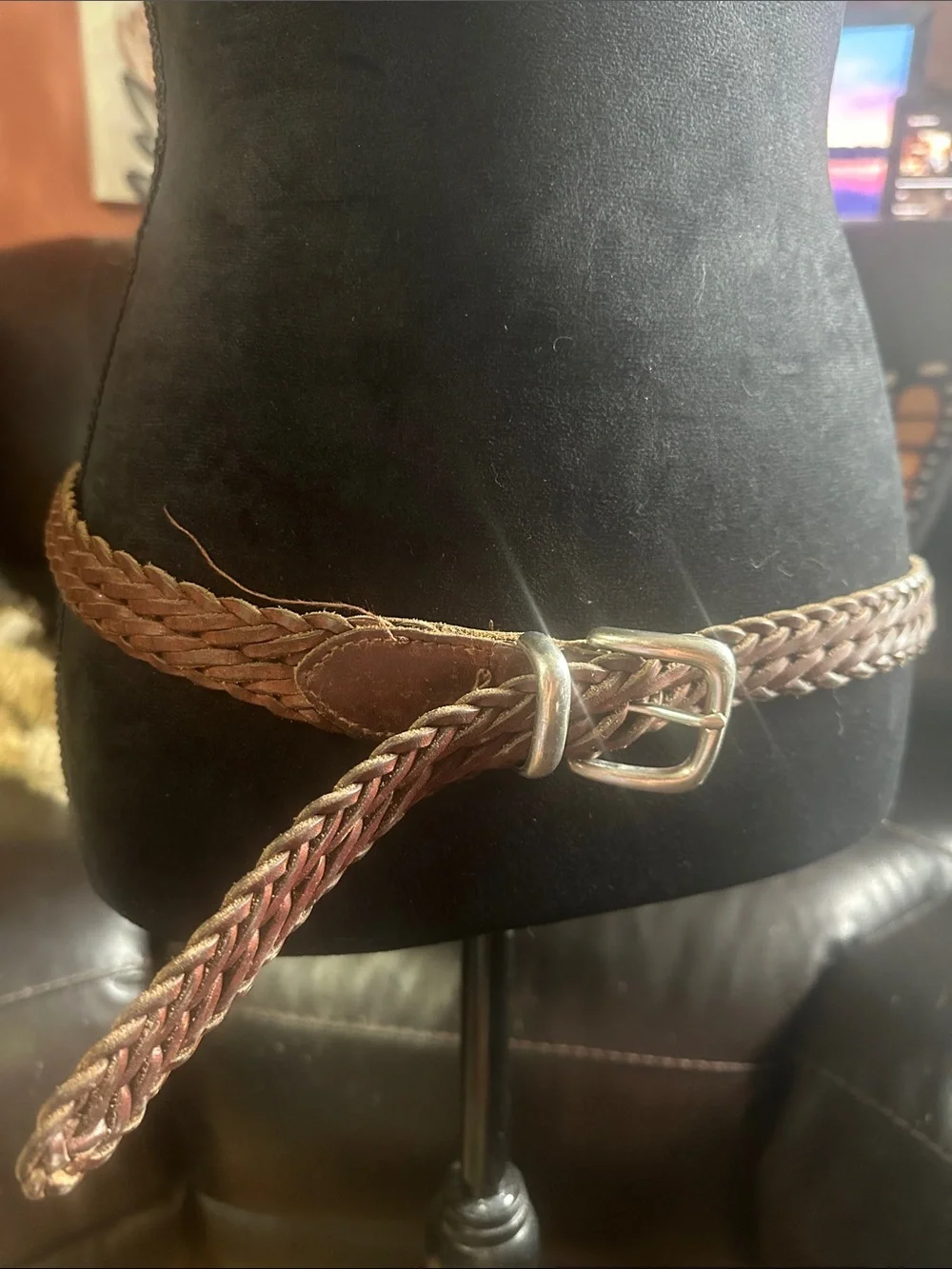 Classic Braided Leather Belt - Brown